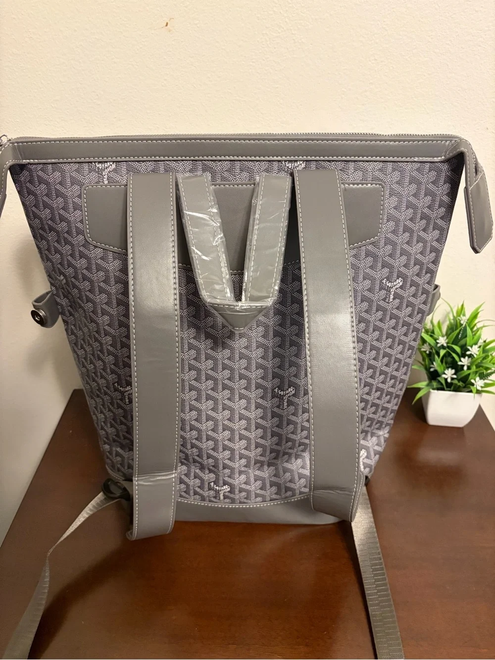 Goyard Gray Patterned Backpack Tote